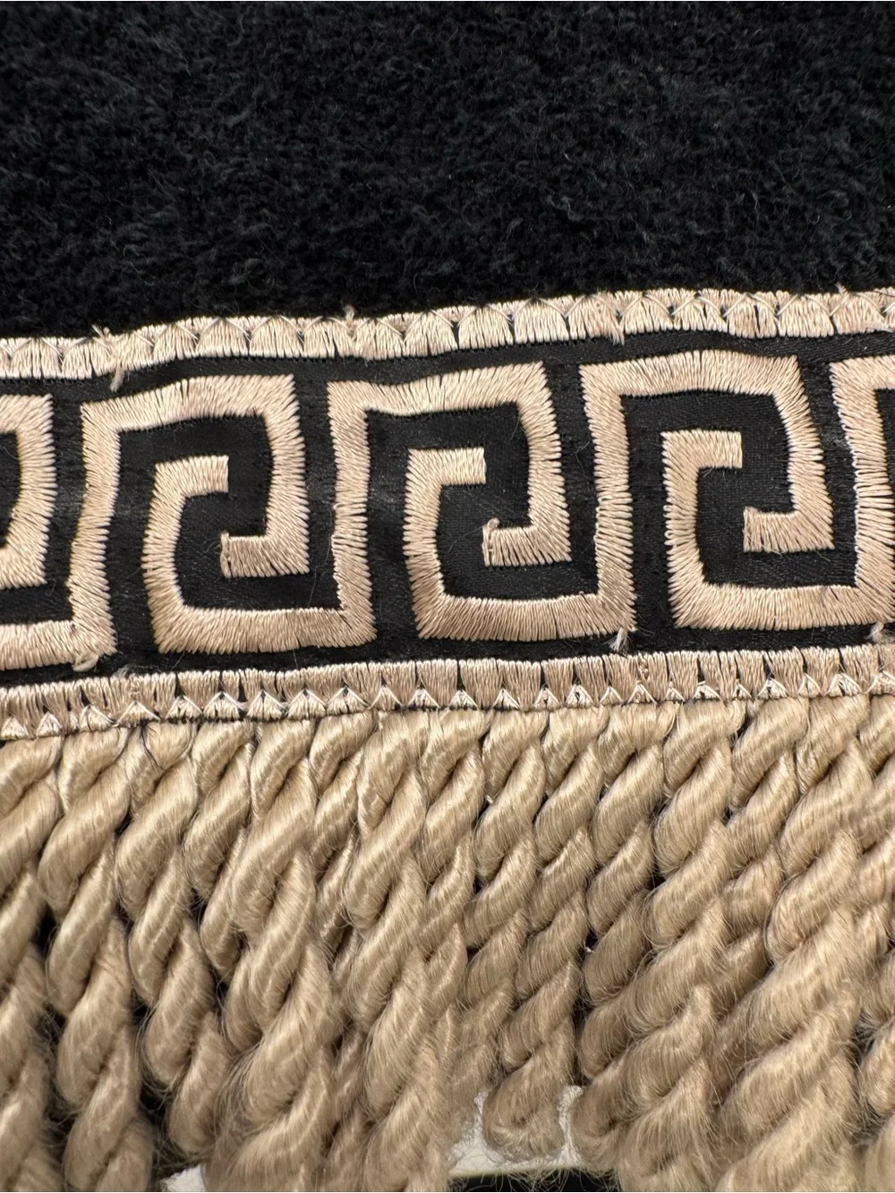 Luxury Black & Gold Greek Key Fringe Towel Set – 4 Pieces